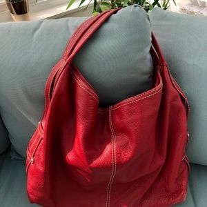 Red leather satchel from Coldwater Creek